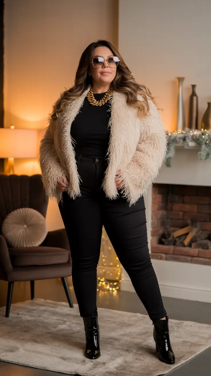 25 идей зимних нарядов для полных женщин в шикарном и уютном стиле