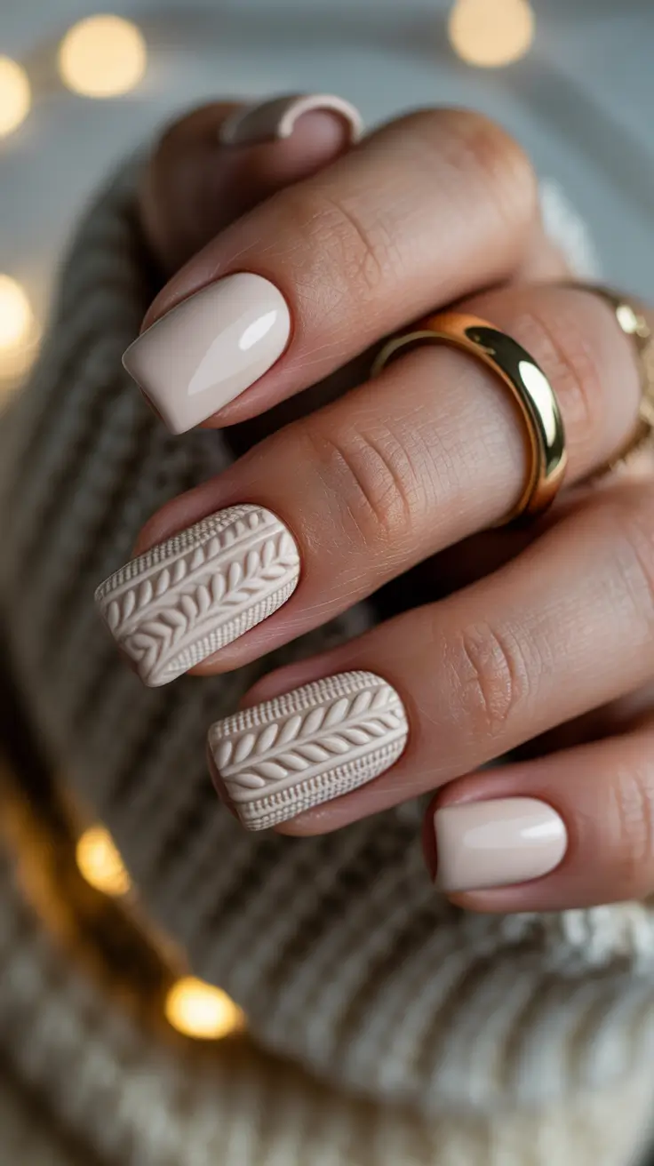 24 зимних варианта маникюра: идеи уютного текстурного маникюра для холодного времени года