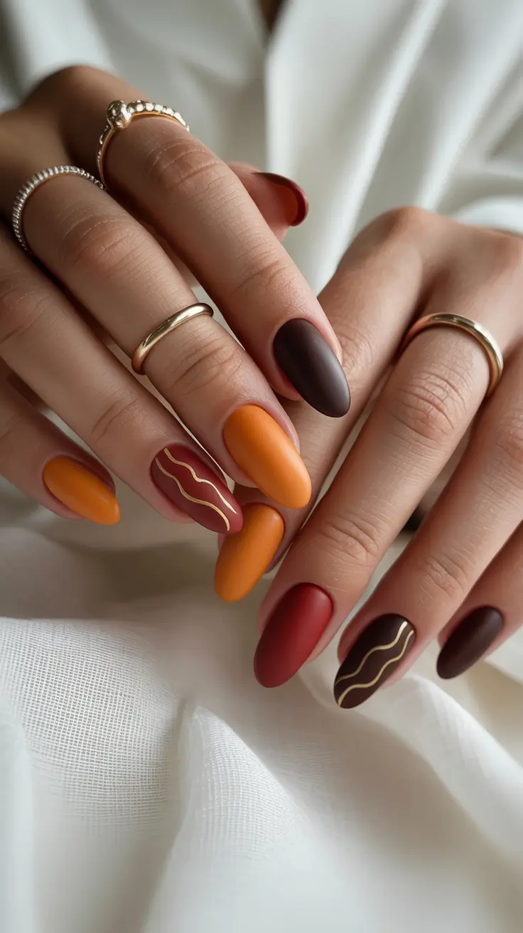 21 модный осенний маникюр в стиле «миндаль» для стильного сезонного маникюра