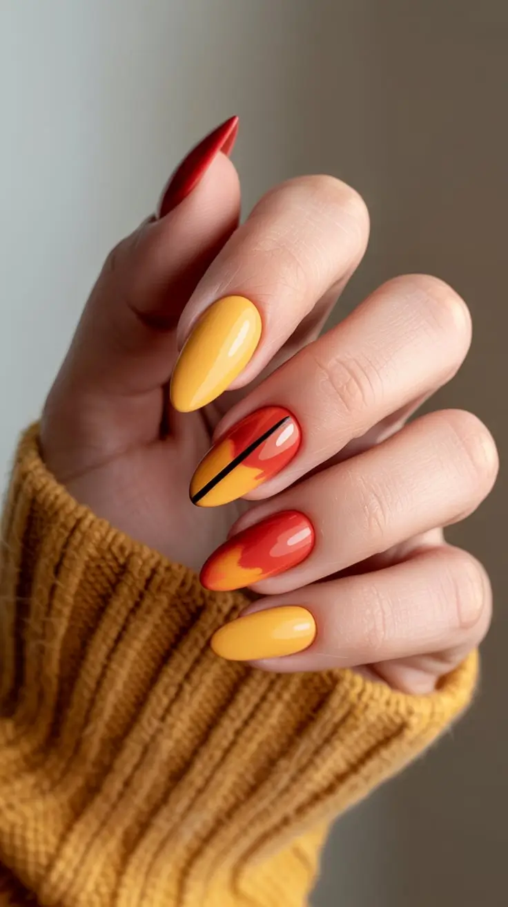 21 модный осенний маникюр в стиле «миндаль» для стильного сезонного маникюра