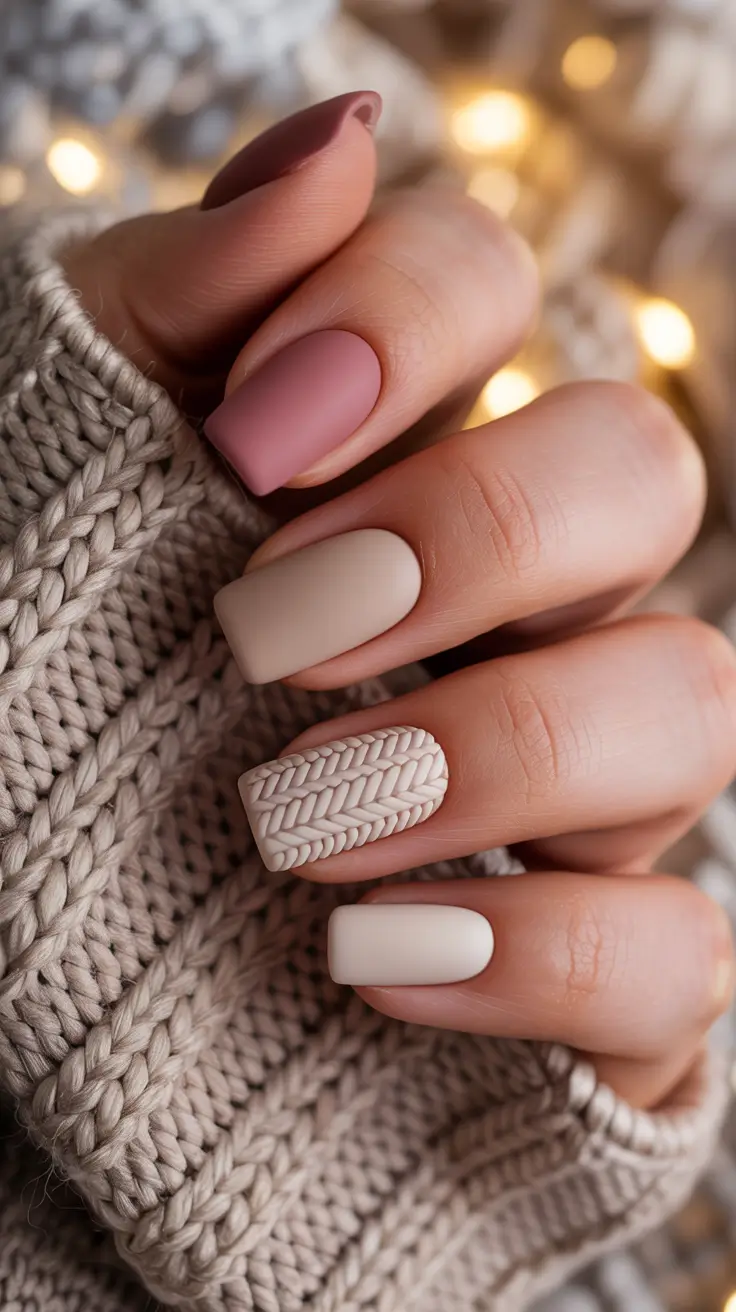 24 зимних варианта маникюра: идеи уютного текстурного маникюра для холодного времени года