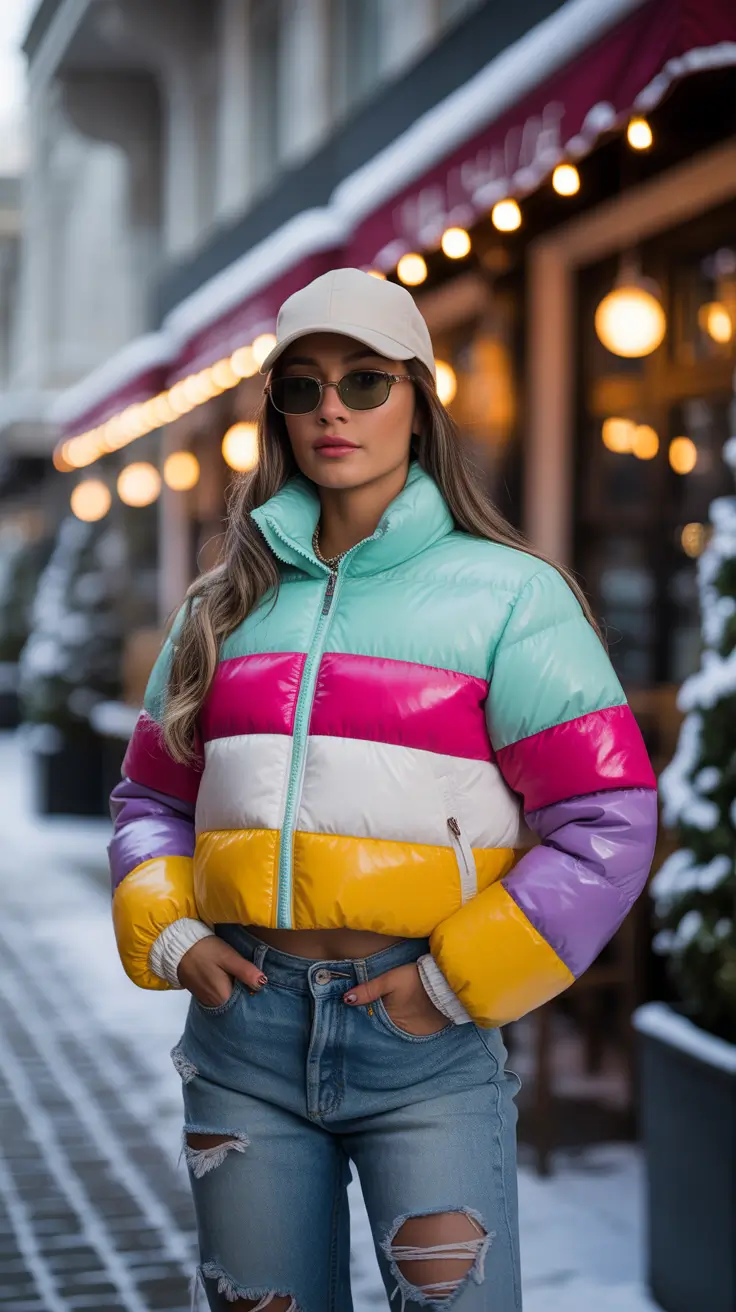 25 идей, как носить пуховик зимой: от уличного стиля до уютного шика