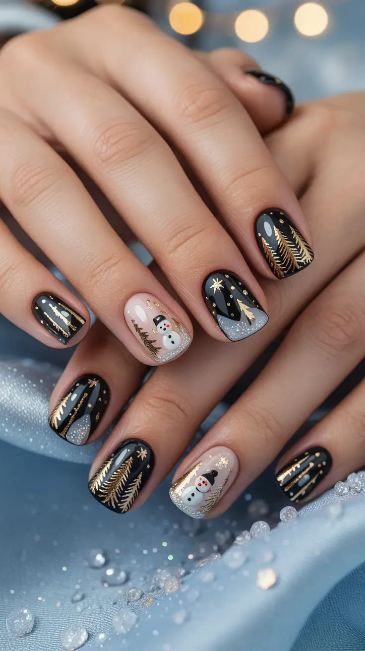 Элегантно в холода: 24 коротких зимних дизайна и цвета для маникюра Элегантно в холода: 24 коротких зимних дизайна и цвета для маникюра