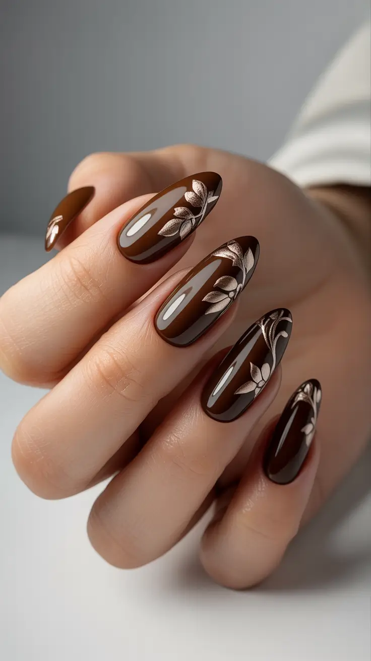 21 модный осенний маникюр в стиле «миндаль» для стильного сезонного маникюра