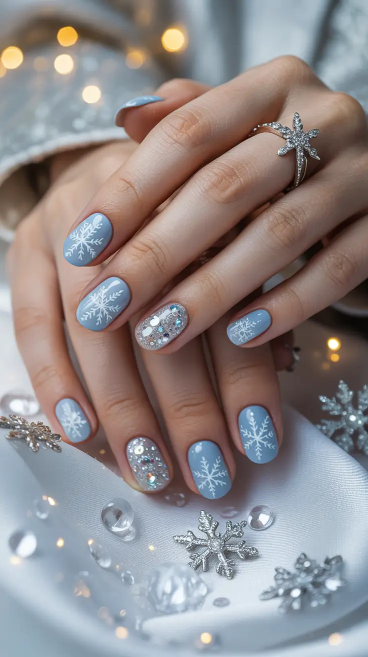24 идеи зимнего маникюра со снежинками: шикарный, уютный и морозный маникюр 24 идеи зимнего маникюра со снежинками: шикарный, уютный и морозный маникюр