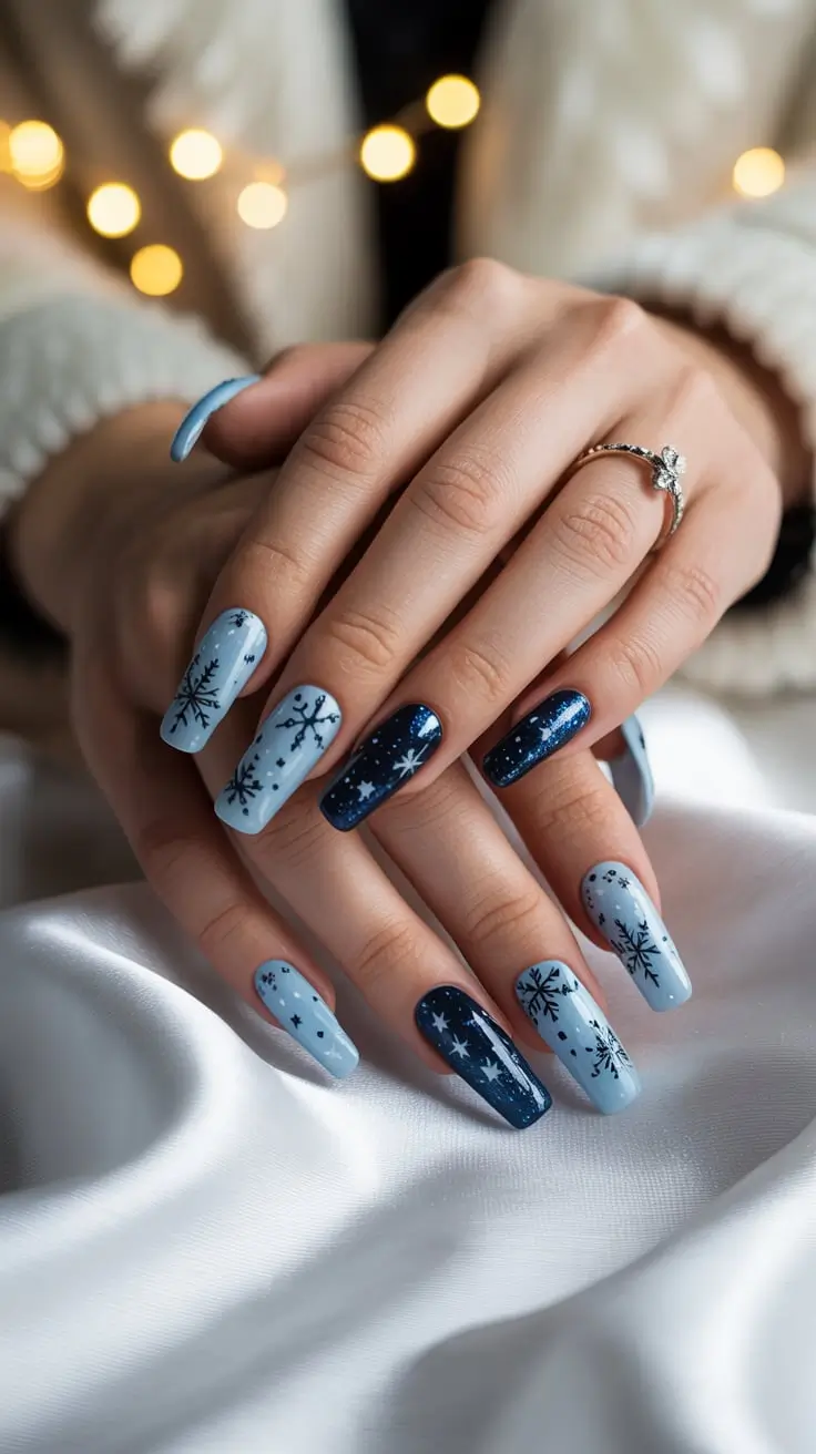 24 идеи зимнего маникюра со снежинками: шикарный, уютный и морозный маникюр 24 идеи зимнего маникюра со снежинками: шикарный, уютный и морозный маникюр