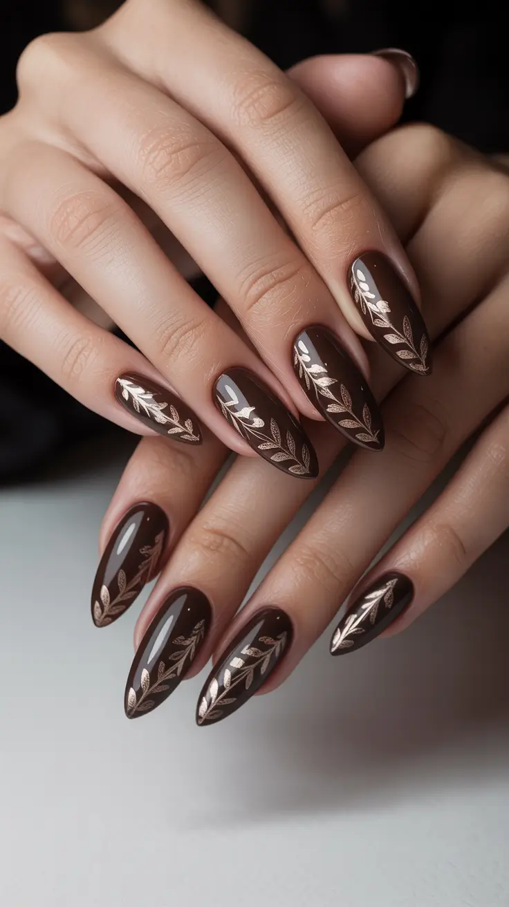 21 модный осенний маникюр в стиле «миндаль» для стильного сезонного маникюра