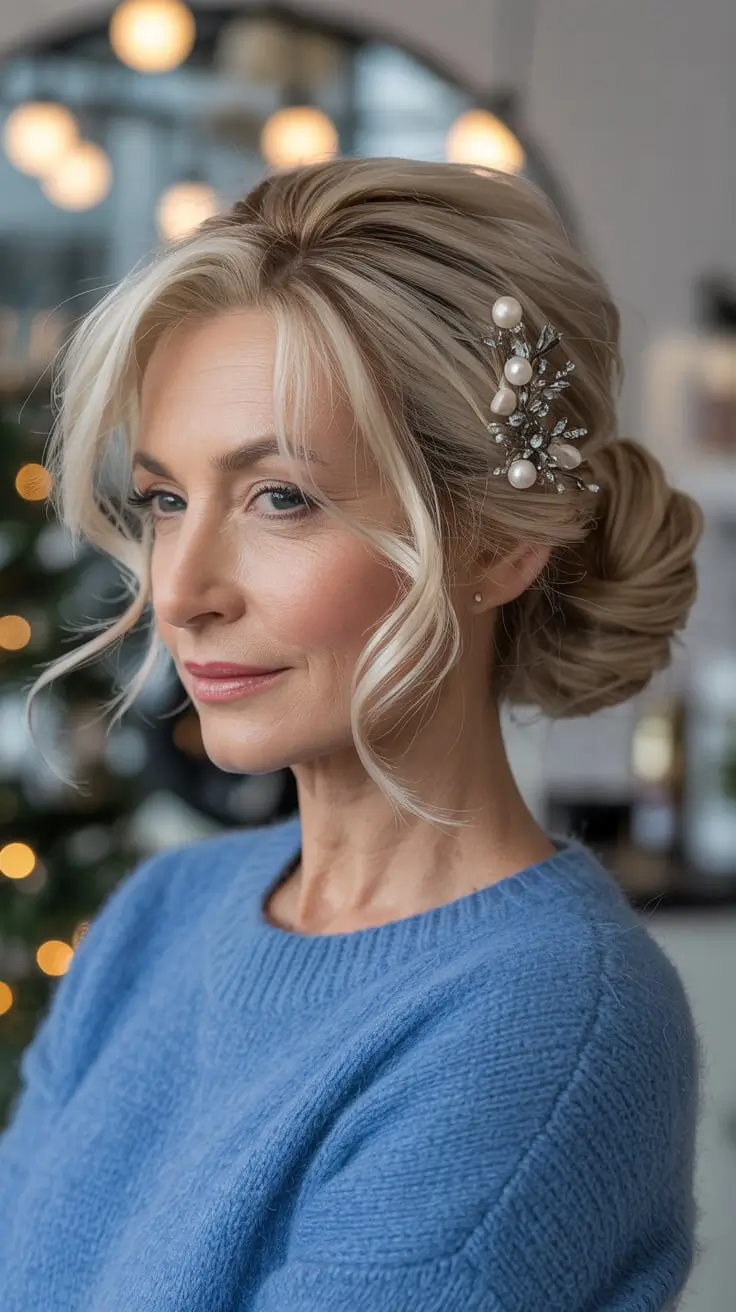 25 зимних причёсок и цветов волос для женщин старше 50