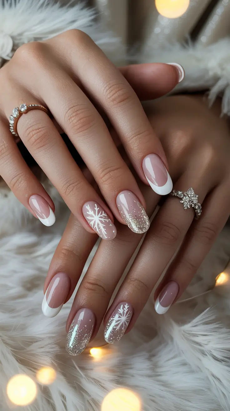 25 идей зимнего французского маникюра: стильный, современный маникюр в морозных тонах