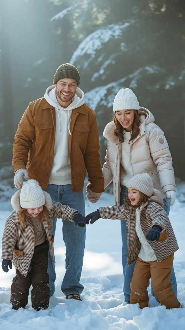 24 образа для семейных фотографий зимой, чтобы сохранить уютные и стильные воспоминания