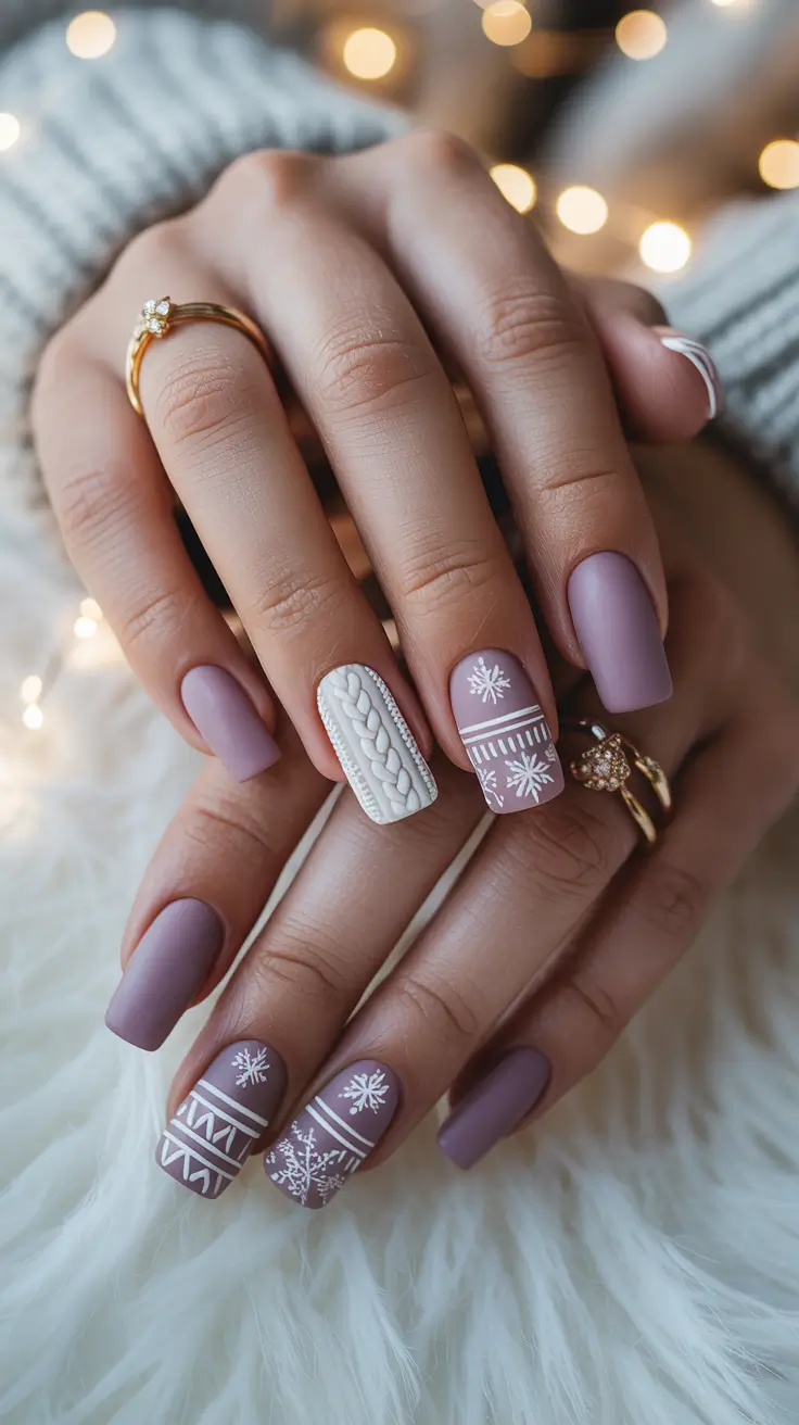 24 зимних варианта маникюра: идеи уютного текстурного маникюра для холодного времени года