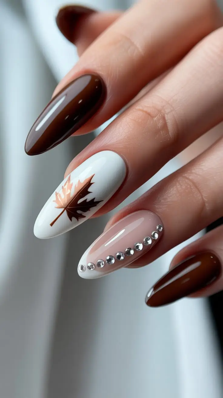 21 модный осенний маникюр в стиле «миндаль» для стильного сезонного маникюра