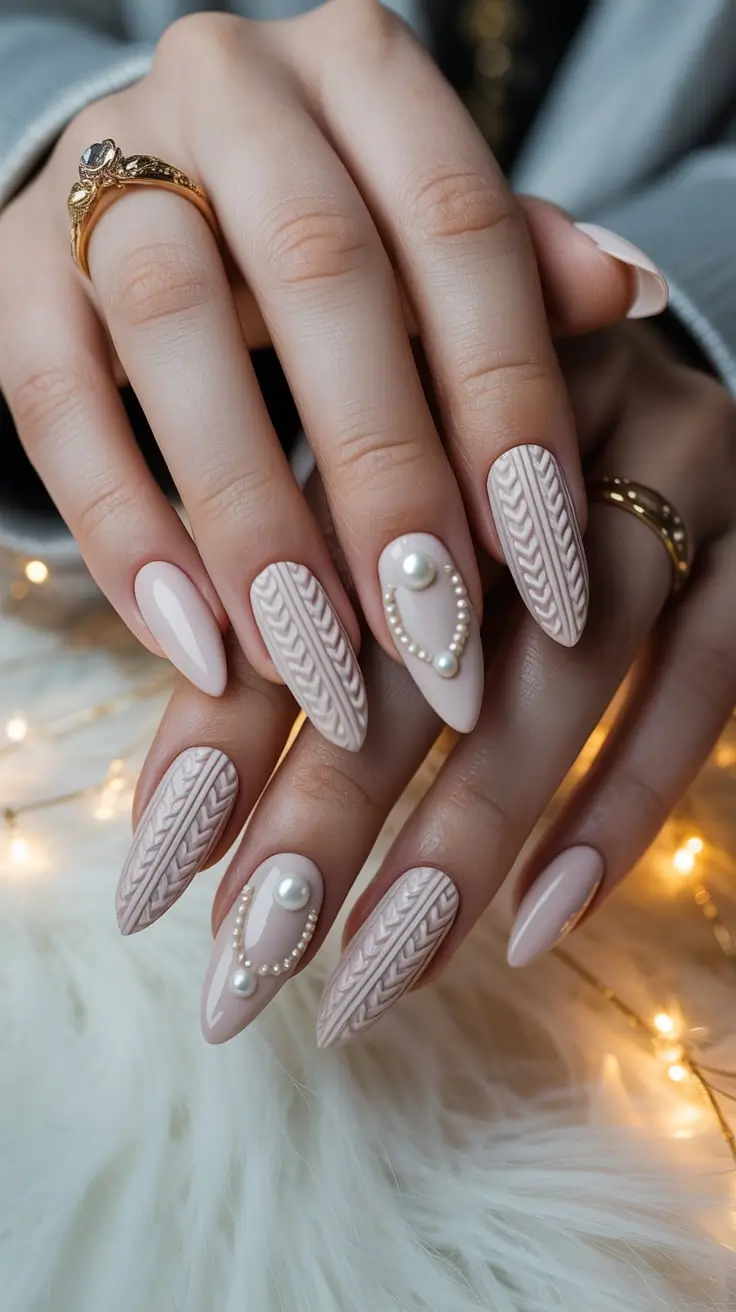 24 зимних варианта маникюра: идеи уютного текстурного маникюра для холодного времени года