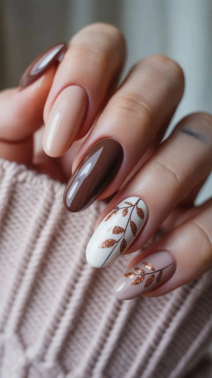 21 модный осенний маникюр в стиле «миндаль» для стильного сезонного маникюра