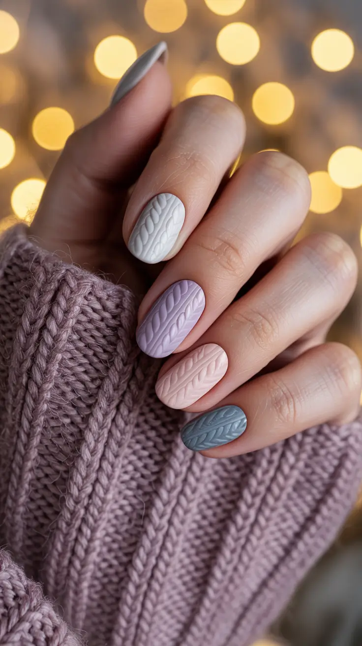 24 зимних варианта маникюра: идеи уютного текстурного маникюра для холодного времени года