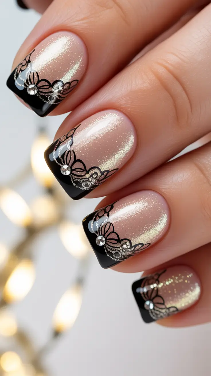 24 идеи рождественского французского маникюра: элегантный, праздничный и неподвластный времени праздничный маникюр