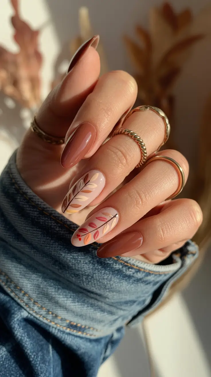 21 модный осенний маникюр в стиле «миндаль» для стильного сезонного маникюра