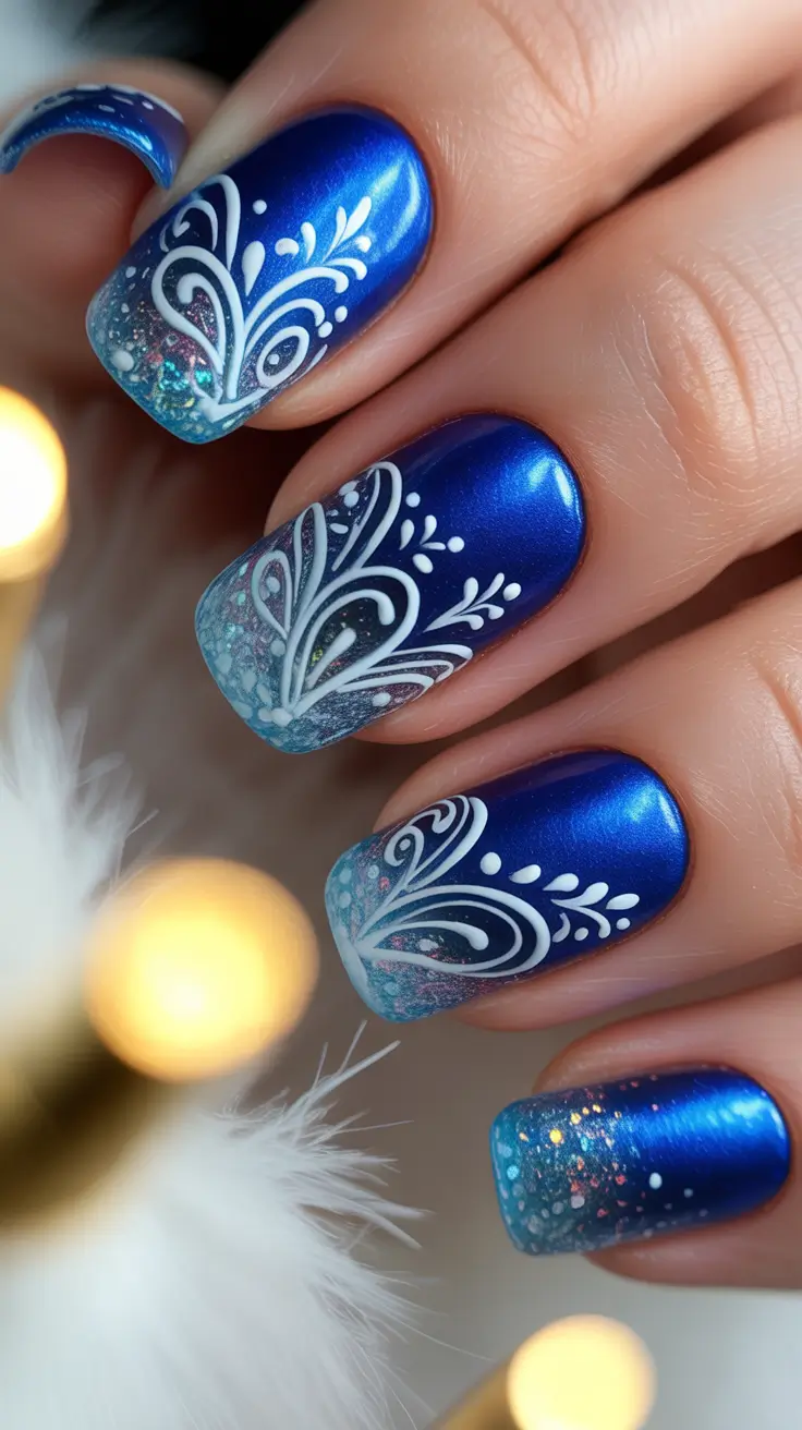 23 идеи для маникюра в голубых тонах на Рождество, которые сделают ваш праздничный образ безупречным