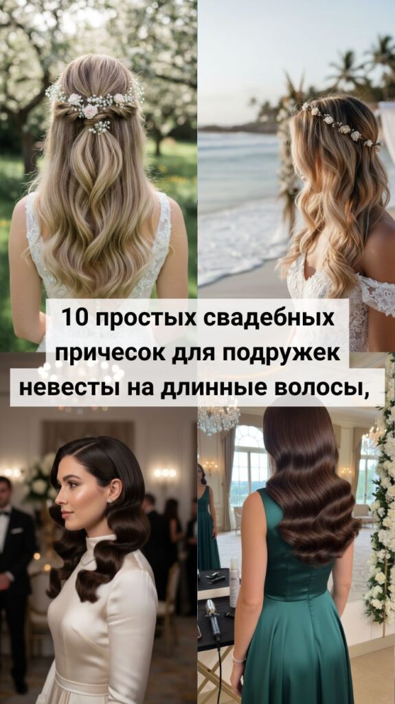 10 простых свадебных причесок для подружек невесты на длинные волосы, которые выглядят элегантно в 2026 году