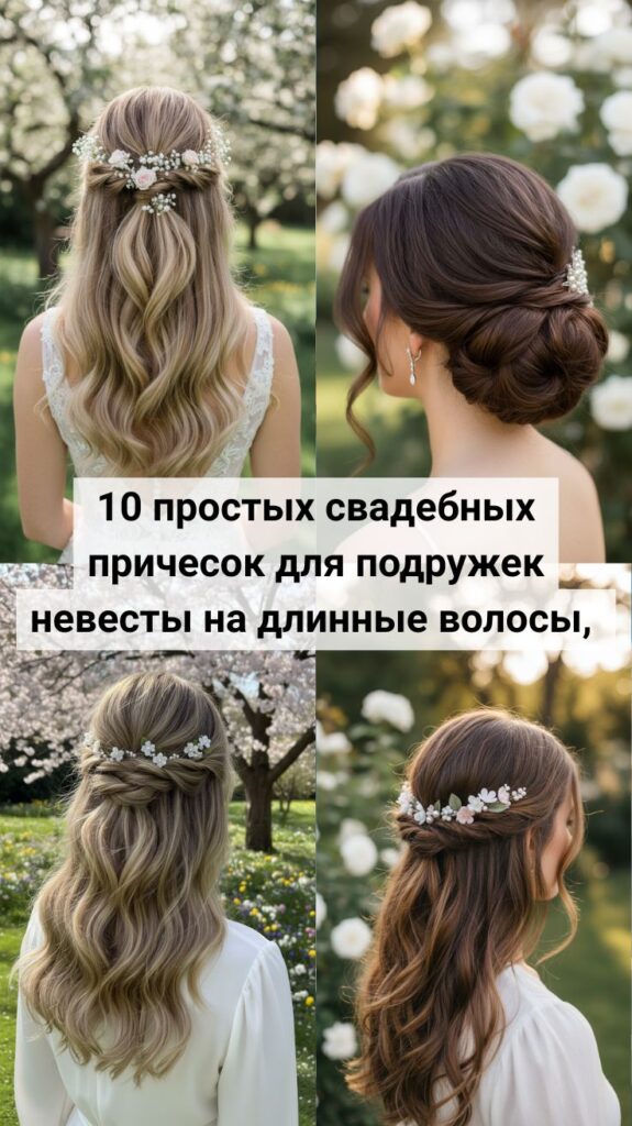 10 простых свадебных причесок для подружек невесты на длинные волосы, которые выглядят элегантно в 2026 году