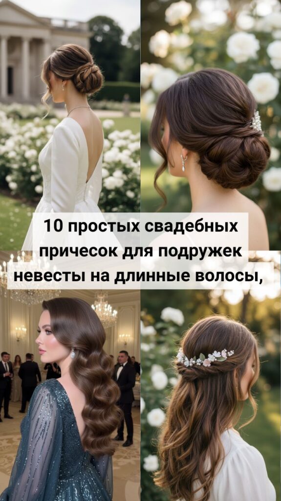 10 простых свадебных причесок для подружек невесты на длинные волосы, которые выглядят элегантно в 2026 году