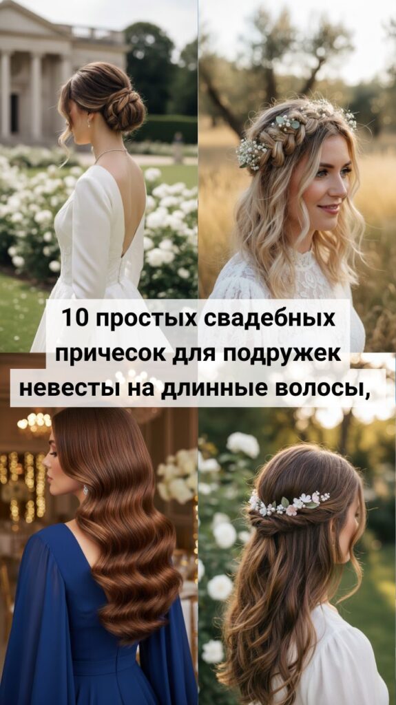 10 простых свадебных причесок для подружек невесты на длинные волосы, которые выглядят элегантно в 2026 году