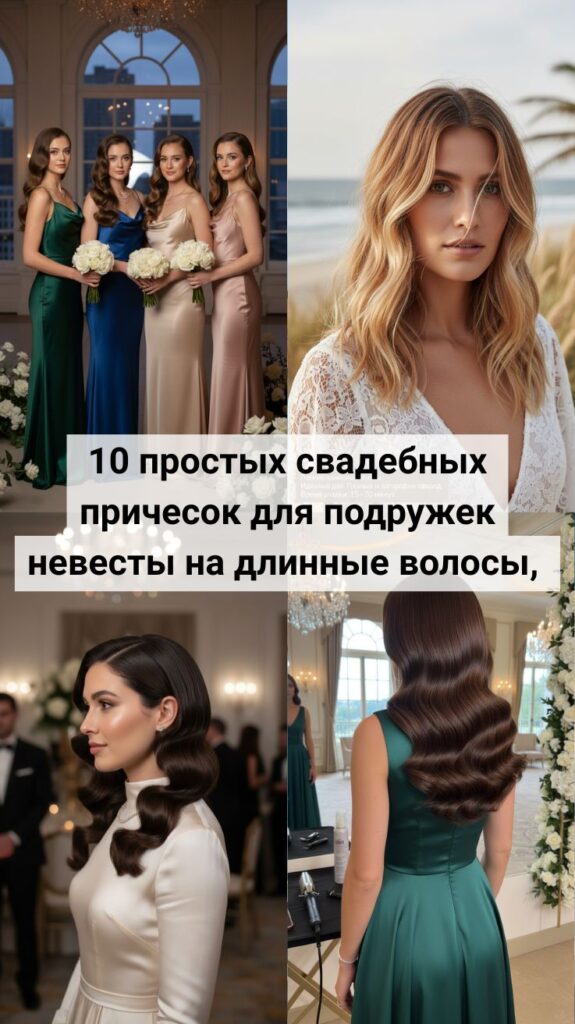 10 простых свадебных причесок для подружек невесты на длинные волосы, которые выглядят элегантно в 2026 году