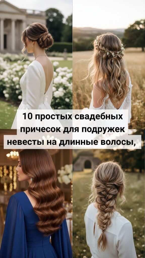 10 простых свадебных причесок для подружек невесты на длинные волосы, которые выглядят элегантно в 2026 году