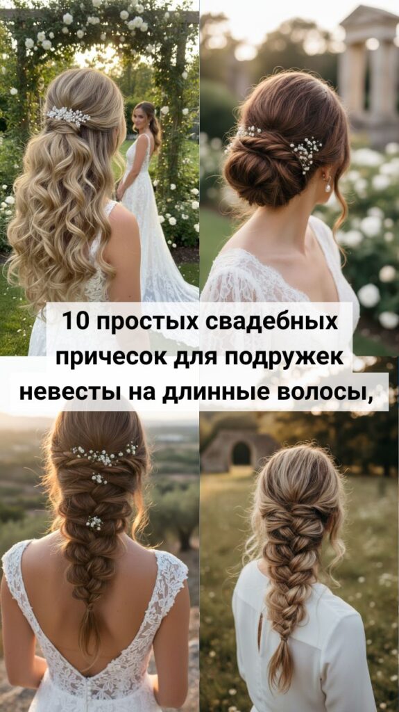 10 простых свадебных причесок для подружек невесты на длинные волосы, которые выглядят элегантно в 2026 году