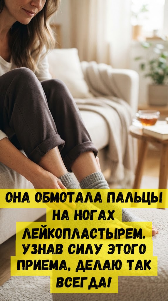 Она обмотала пальцы на ногах лейкопластырем. Узнав силу этого приема, делаю так всегда!