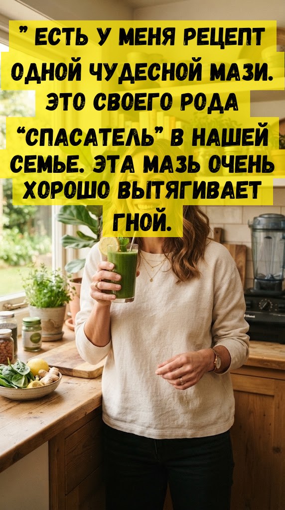 &rdquo; Есть у меня рецепт одной чудесной мази. Это своего рода &ldquo;спасатель&rdquo; в нашей семье. Эта мазь очень хорошо вытягивает гной.